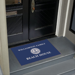 Paillasson Nautical Beach House Nom de famille Ancre Roue Ble