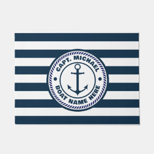 Paillasson Nautical Navy Blue Custom Boat Nom Bienvenue à bor