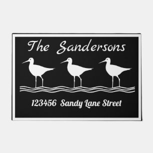 Paillasson Nautique moderne Noir Blanc Sandpipers mat