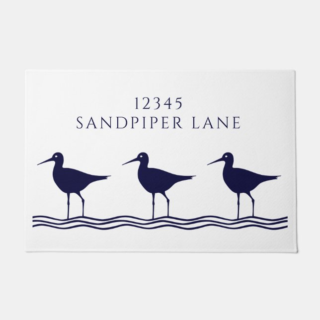 Paillasson Nautique White Marine Blue Sandpipers Adresse (Devant)