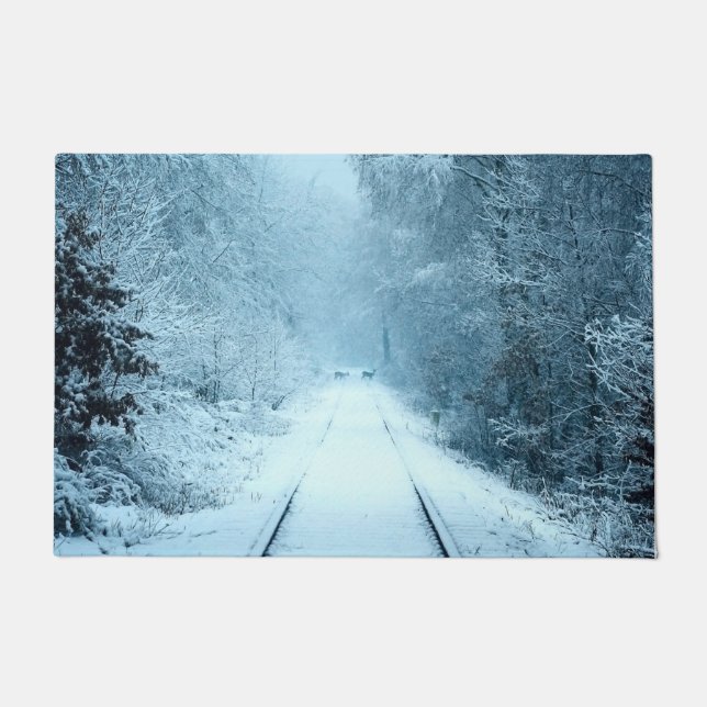 Paillasson Neige de Noël sur les voies ferrées (Devant)