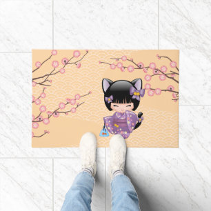 Paillasson Neko Kokeshi Poupée - Cat Ears Geisha Girl
