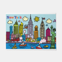 New York Cartoon Visite Les Bâtiments