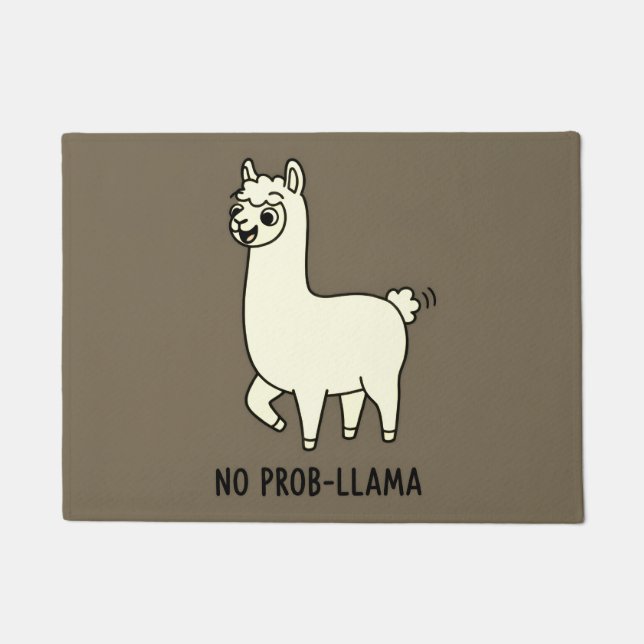 Paillasson "No Prob-Llama" Cute Llama Doodle - Chill Vibe (Devant)