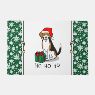 Paillasson Noël Beagle de chapeau de Noël (tri couleur 3) Chi