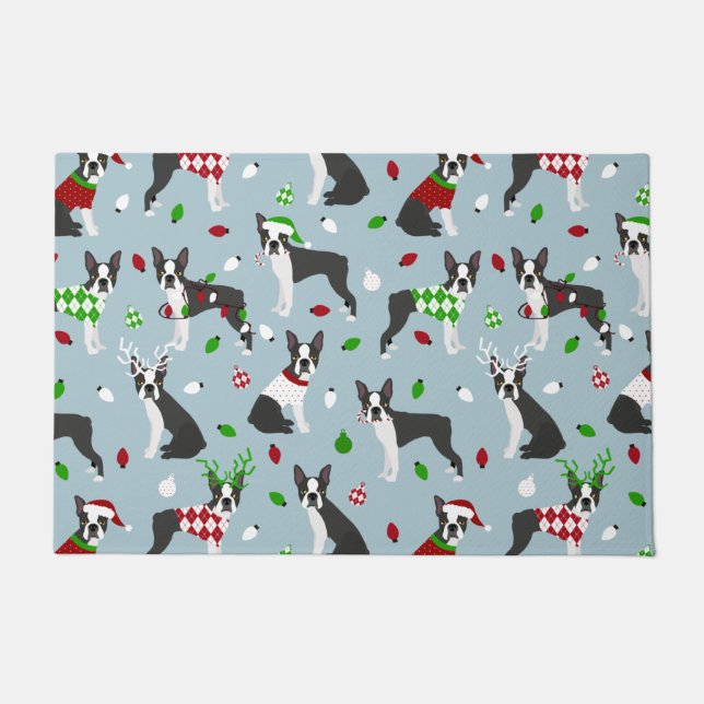 Paillasson Noël Boston Terrier (Devant)