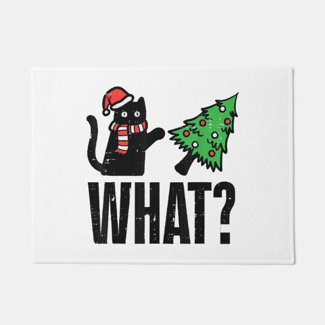 Paillasson Noël Chat Tipping Xmas Tree Drôle (Devant)