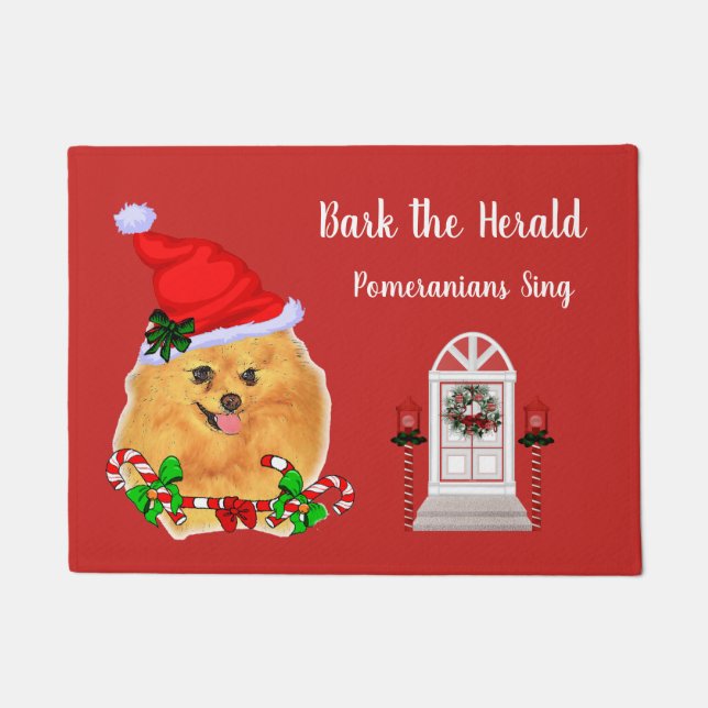 Paillasson Noël de Cute Pomeranian Père Noël (Devant)