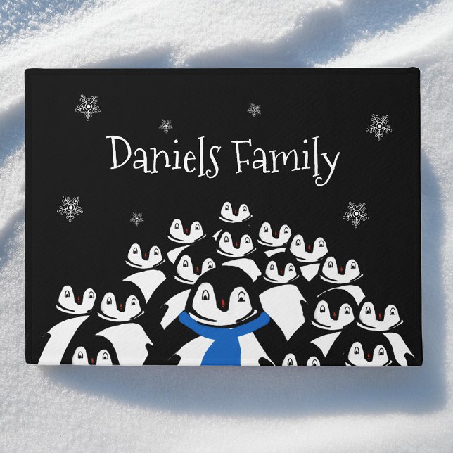 Paillasson Noël de la famille des pingouins mignons Personnal (Créateur téléchargé)