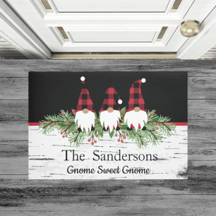 Paillasson Noël Gnomes Pine Garland Noir Aspen Wood