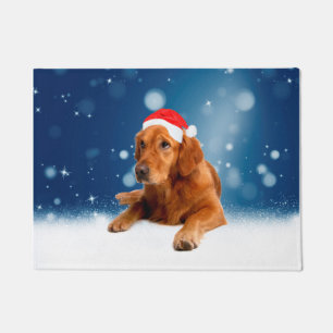 Paillasson Noël Mignonne Golden Retriever Chien Santa Hat Nei