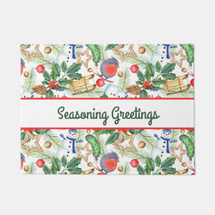 Paillasson Noël Noël Noël Noël Snowman, Pine Cones, Holly