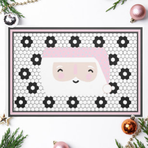 Paillasson Noël noir et blanc Retro Père Noël