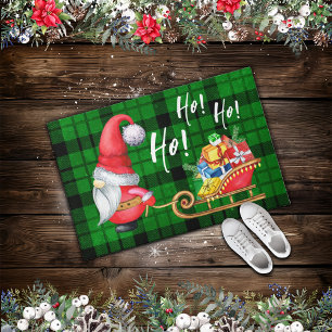 Paillasson Noël Nordic Gnome Père Noël Green Plaid