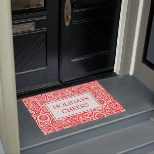 Paillasson Noël rouge et blanc vintage paisley motif