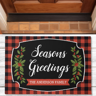 Paillasson Noël Rouge Et Noir Plaid Buffalo