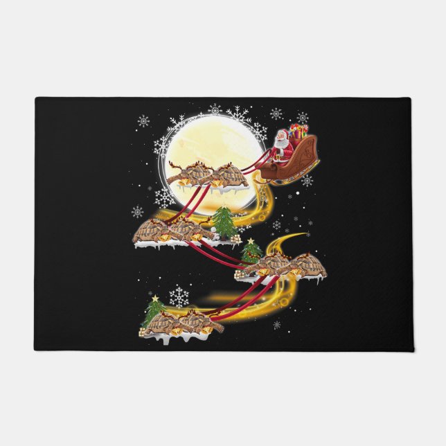 Paillasson Noël Santa Claus Riding Turtle Funny Turtle X (Devant)