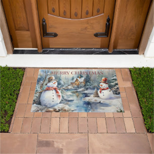 Paillasson Noël Snowmen Journal Cabine Woods River