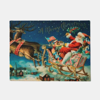 Paillasson Noël vintage du Père Noël Sleigh