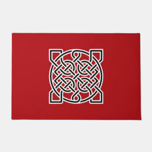 Paillasson Noeud de marin celtique, rouge profond, noir et bl