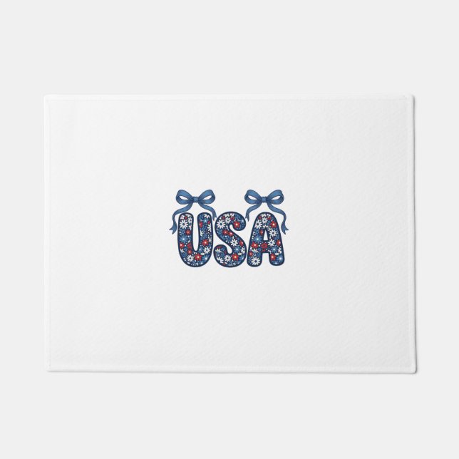 Paillasson Nœud USA floral design vectoriel patriotique_1 (Devant)