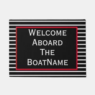 Paillasson Noir, blanc et rouge Bienvenue à bord du bateau