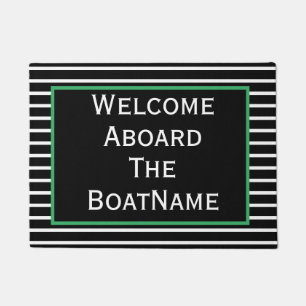 Paillasson Noir, Blanc et Vert Bienvenue à bord du bateau