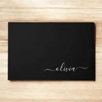 Noir Blanc Moderne Minimaliste Élégant Monogramme