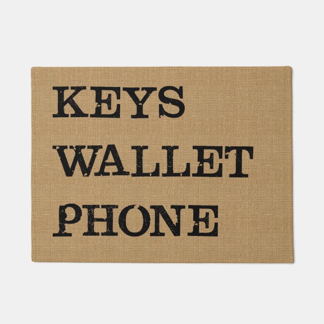 Paillasson Noir de TÉLÉPHONE de PORTEFEUILLE de CLÉS sur (Devant)