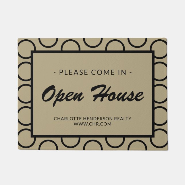 Paillasson Noir moderne Cercle Immobilier Open House Doormat (Devant)
