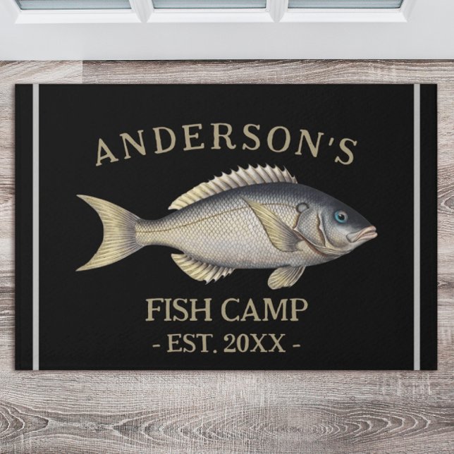 Paillasson Noir Russe Personnalisé Pêche Cabine mat (Créateur téléchargé)