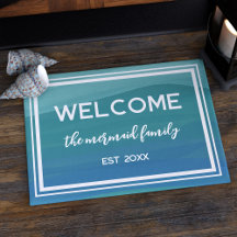 Nom de famille Aquarelle Turquoise Waves Welcome D