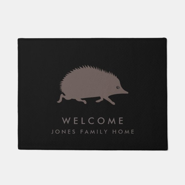 Paillasson Nom de famille bienvenu de coutume de hérisson (Devant)