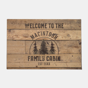 Paillasson Nom de famille Cabine Rustic Wood Welcome