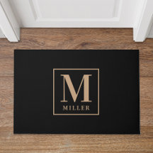 Nom de famille moderne noir et bronze Monogramme