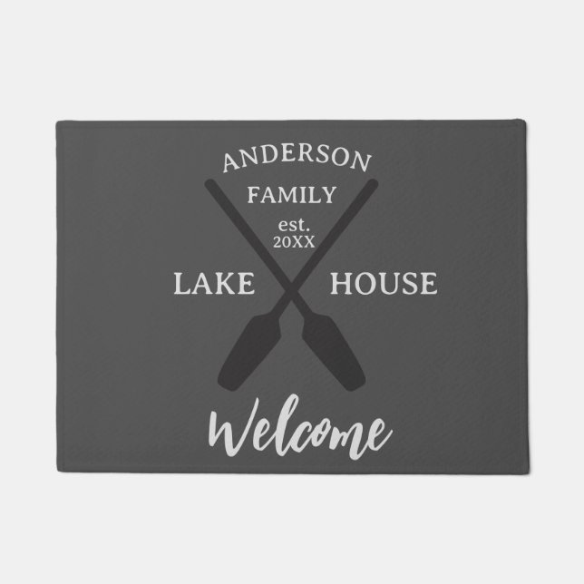 Paillasson Nom de famille personnalisé Lake House Accueil (Devant)
