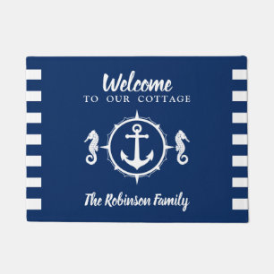 Paillasson Nom de famille personnalisé Seahorse Ancre Cottage