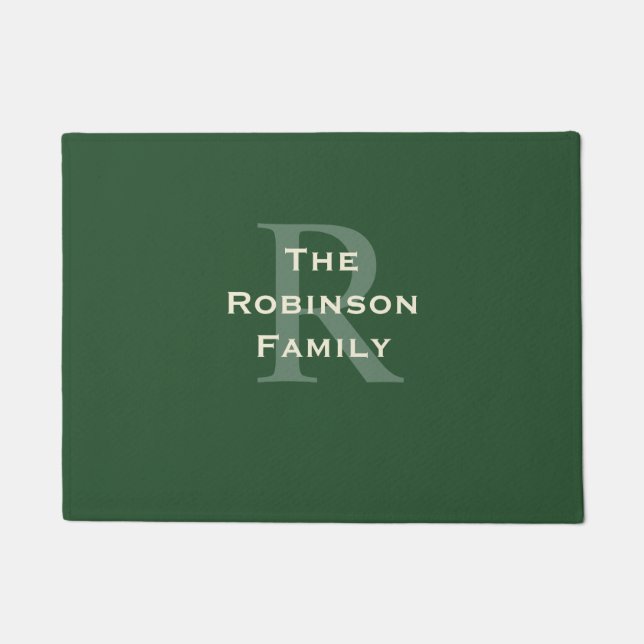 Paillasson Nom de famille vert et bronzé Monogrammé (Devant)