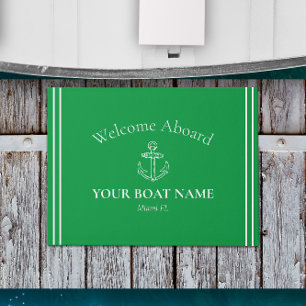 Paillasson Nom de l'Ancre et du bateau Kelly Green Nautical