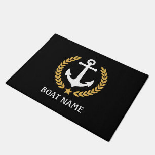 Paillasson Nom du bateau à thème nautique Ancre Gold Laurel