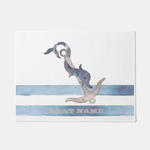 Paillasson Nom du bateau nautique, Ancre Dauphin Stripes