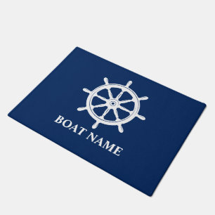 Paillasson Nom du bateau Navires nautiques Roue Marine Bleue