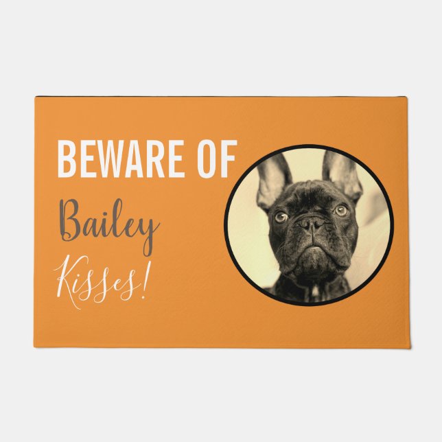 Paillasson Nom personnalisé et chien photo (Devant)