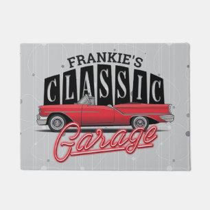 Paillasson Nom personnalisé Faux Neon Garage de voiture class