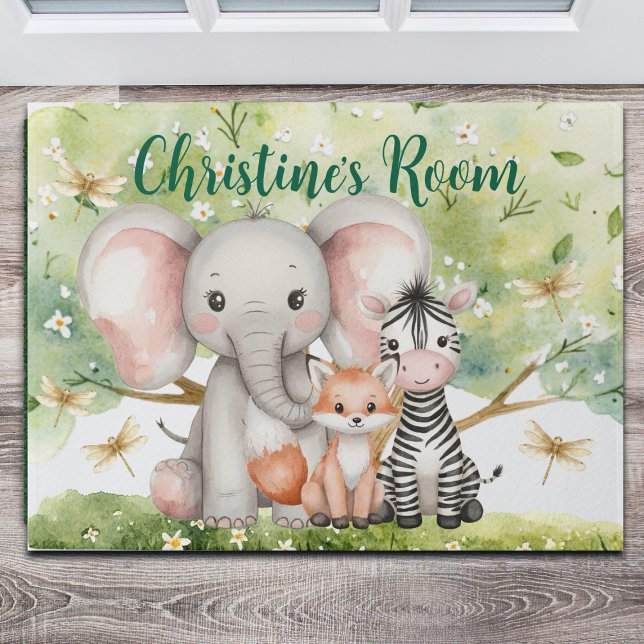 Paillasson Nom personnalisé Jungle Animaux libellules (Créateur téléchargé)