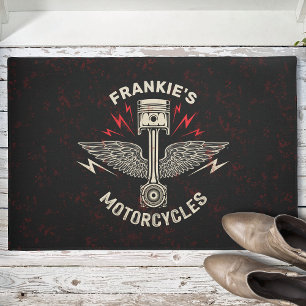Paillasson Nom personnalisé Motorcycle Piston Wings Biker Gar