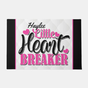 Paillasson Nom personnalisé Pink Little Heart Breaker