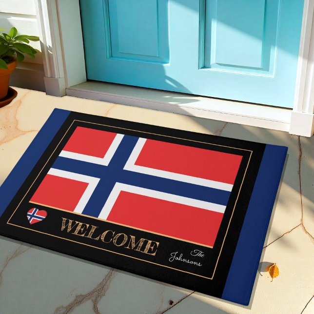 Paillasson Norvège & Norvège Drapeau maison mats/sports Bienv (Créateur téléchargé)