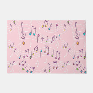 Paillasson note de musique rose coloré musicien motif
