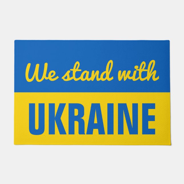 Paillasson Nous Sommes Avec Le Drapeau Ukrainien De L'Ukraine (Devant)